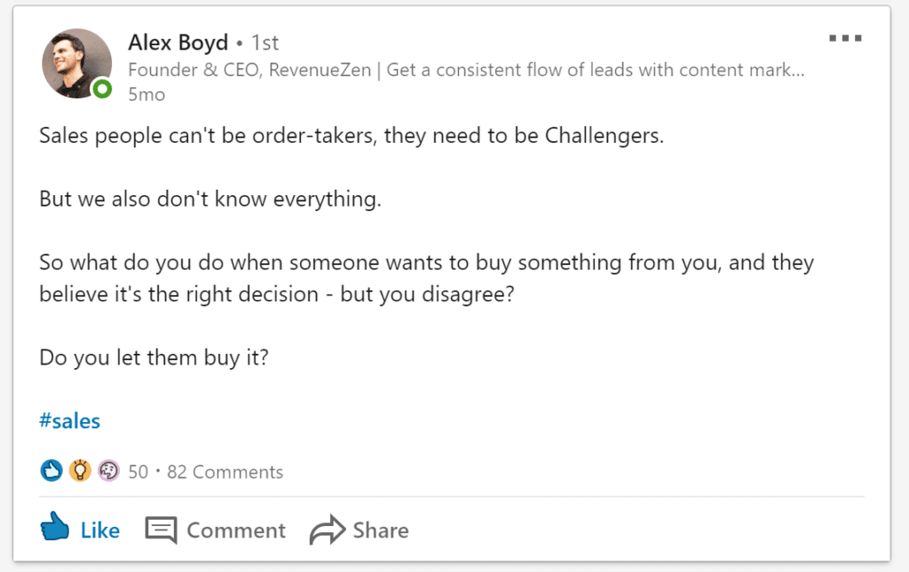 linkedin post comments examples