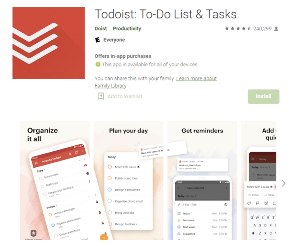 Todoist in the app store.